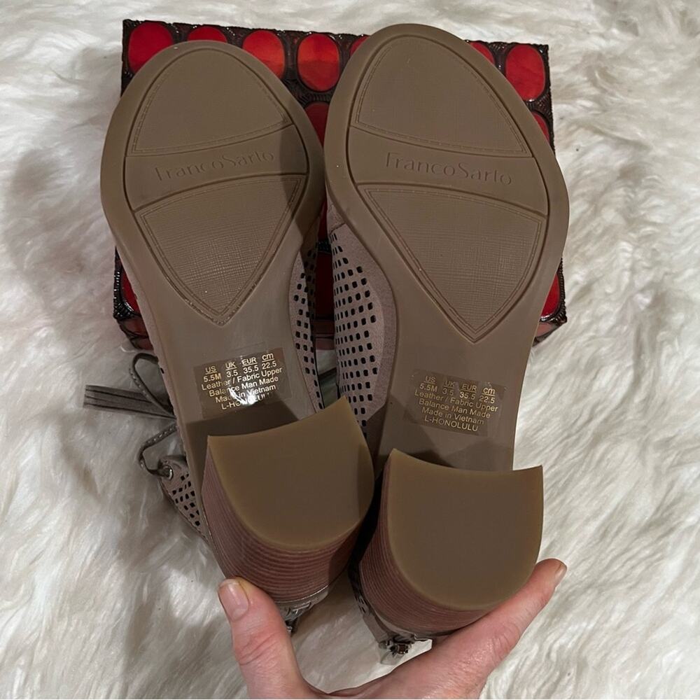 NEW Franco Sarto Leather Suede Perforated Honolulu Ghillie Lace-Up Sandals 5.5 - Picture 10 of 16